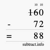 Calculate 160 minus 72 using long subtraction Calculate 160 minus 72 using long subtraction