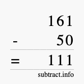 Calculate 161 minus 50 using long subtraction