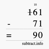Calculate 161 minus 71 using long subtraction