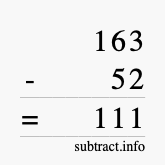 Calculate 163 minus 52 using long subtraction