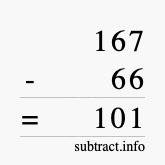 Calculate 167 minus 66 using long subtraction Calculate 167 minus 66 using long subtraction