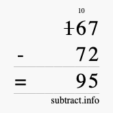 Calculate 167 minus 72 using long subtraction Calculate 167 minus 72 using long subtraction