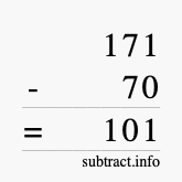 Calculate 171 minus 70 using long subtraction