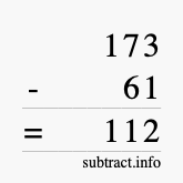 Calculate 173 minus 61 using long subtraction
