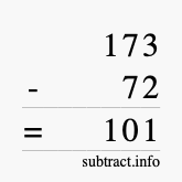 Calculate 173 minus 72 using long subtraction Calculate 173 minus 72 using long subtraction