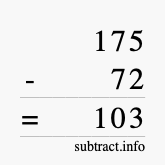 Calculate 175 minus 72 using long subtraction Calculate 175 minus 72 using long subtraction