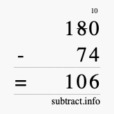 Calculate 180 minus 74 using long subtraction Calculate 180 minus 74 using long subtraction