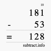 Calculate 181 minus 53 using long subtraction