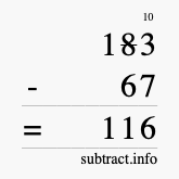 Calculate 183 minus 67 using long subtraction Calculate 183 minus 67 using long subtraction