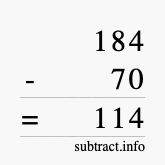 Calculate 184 minus 70 using long subtraction