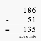 Calculate 186 minus 51 using long subtraction Calculate 186 minus 51 using long subtraction
