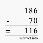 Calculate 186 minus 70 using long subtraction