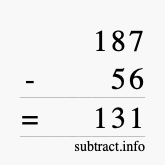 Calculate 187 minus 56 using long subtraction