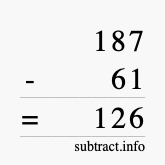 Calculate 187 minus 61 using long subtraction
