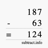 Calculate 187 minus 63 using long subtraction Calculate 187 minus 63 using long subtraction