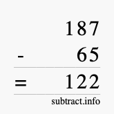 Calculate 187 minus 65 using long subtraction