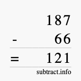 Calculate 187 minus 66 using long subtraction Calculate 187 minus 66 using long subtraction