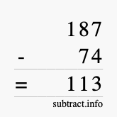 Calculate 187 minus 74 using long subtraction Calculate 187 minus 74 using long subtraction