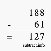 Calculate 188 minus 61 using long subtraction