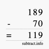 Calculate 189 minus 70 using long subtraction