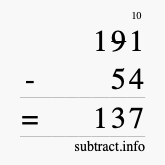 Calculate 191 minus 54 using long subtraction
