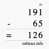 Calculate 191 minus 65 using long subtraction
