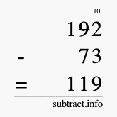 Calculate 192 minus 73 using long subtraction