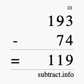 Calculate 193 minus 74 using long subtraction Calculate 193 minus 74 using long subtraction