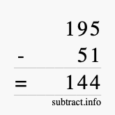 Calculate 195 minus 51 using long subtraction Calculate 195 minus 51 using long subtraction