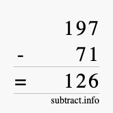 Calculate 197 minus 71 using long subtraction