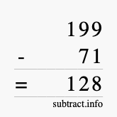 Calculate 199 minus 71 using long subtraction