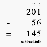 Calculate 201 minus 56 using long subtraction Calculate 201 minus 56 using long subtraction
