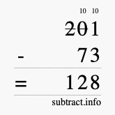 Calculate 201 minus 73 using long subtraction Calculate 201 minus 73 using long subtraction