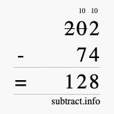 Calculate 202 minus 74 using long subtraction Calculate 202 minus 74 using long subtraction