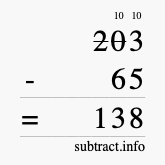 Calculate 203 minus 65 using long subtraction Calculate 203 minus 65 using long subtraction