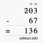 Calculate 203 minus 67 using long subtraction Calculate 203 minus 67 using long subtraction