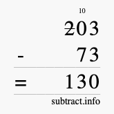 Calculate 203 minus 73 using long subtraction Calculate 203 minus 73 using long subtraction