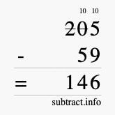 Calculate 205 minus 59 using long subtraction Calculate 205 minus 59 using long subtraction