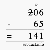 Calculate 206 minus 65 using long subtraction Calculate 206 minus 65 using long subtraction