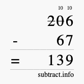 Calculate 206 minus 67 using long subtraction Calculate 206 minus 67 using long subtraction