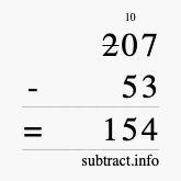 Calculate 207 minus 53 using long subtraction Calculate 207 minus 53 using long subtraction