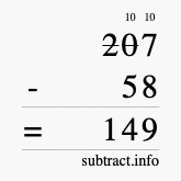 Calculate 207 minus 58 using long subtraction