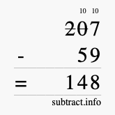 Calculate 207 minus 59 using long subtraction Calculate 207 minus 59 using long subtraction