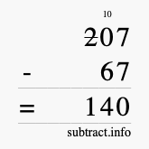 Calculate 207 minus 67 using long subtraction Calculate 207 minus 67 using long subtraction