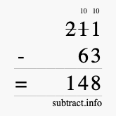 Calculate 211 minus 63 using long subtraction Calculate 211 minus 63 using long subtraction