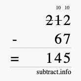 Calculate 212 minus 67 using long subtraction Calculate 212 minus 67 using long subtraction