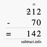 Calculate 212 minus 70 using long subtraction Calculate 212 minus 70 using long subtraction
