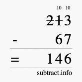 Calculate 213 minus 67 using long subtraction Calculate 213 minus 67 using long subtraction
