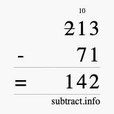 Calculate 213 minus 71 using long subtraction
