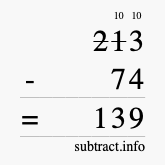 Calculate 213 minus 74 using long subtraction Calculate 213 minus 74 using long subtraction